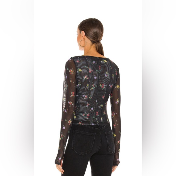 AFRM Kona Long Sleeve Corset Top in Noir Multi Floral - Picture 3 of 7